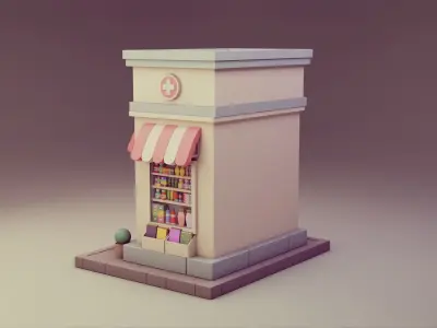 cartoon pharmacy 01 Low-poly 3D model