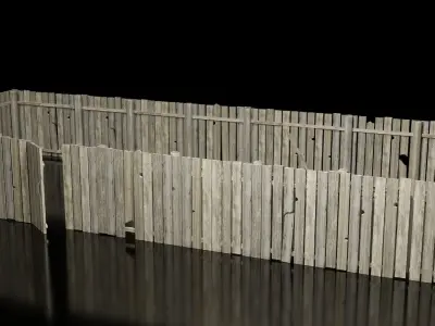 village fences Low-poly 3D model