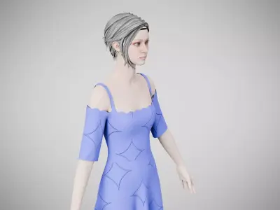 Dress 10 Very Light Blue With Design Low-poly 3D model