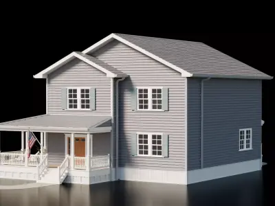 American House - Full interior Low-poly 3D model