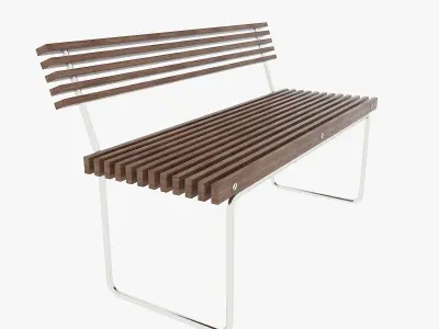 Wooden street bench 3D model purchase