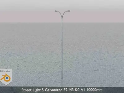 Street Light 5 Galvanized F2 M3 K0 A1 10000mm Low-poly 3D model