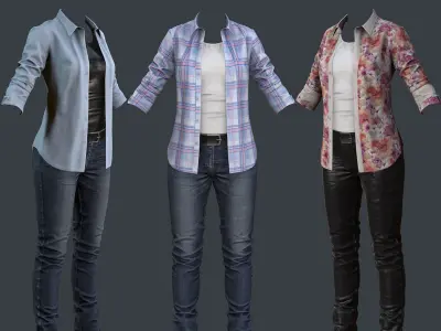 Female 1 -  clothing 2 - Just clothing Low-poly 3D model
