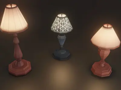 Collection 9 Vintage Lamps Low Poly   Low-poly 3D model