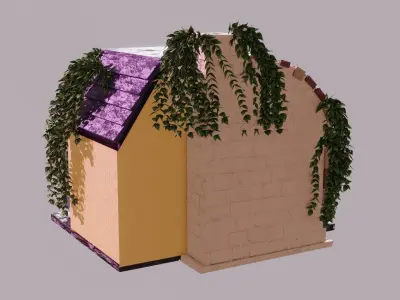 Cake Shop Store Plants Cat Environment Street  3D model