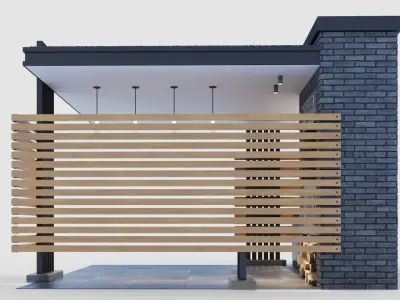 Modern gazebo with summer kitchen 3D model