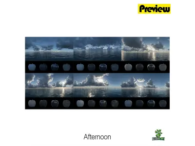 Realistic HDRI 18pcs 12k Ocean with Cloud Low-poly 3D model