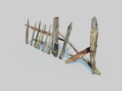 Old Fence Low-poly 3D model