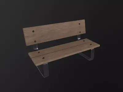 Wood Bench 3D Model Low-poly 3D model