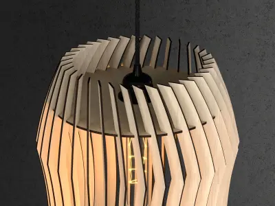 Wood Pendant Lamp 4 3D model