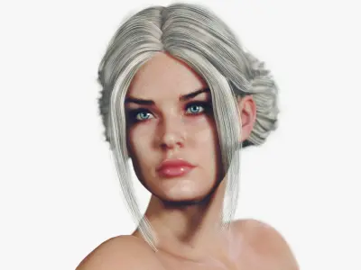  Naked Fitness Blonde Woman with Tied Hair 