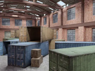 FPS Map - Warehouse Low-poly 3D model