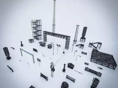 INDUSTRIAL SCIFI PROPS PACK - 47 OBJECT Low-poly 3D model