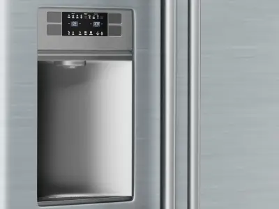 Fridge refrigerator two doors freezer inside outside 3D model