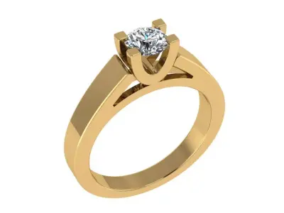 Ring191 diamond solitaire engagement ring gold 3D print model