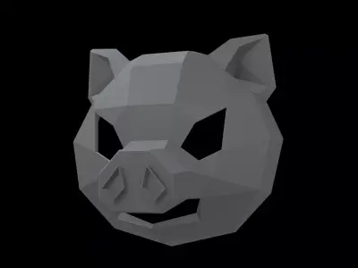 Lowpoly Pig Mask V1 002 Low-poly 3D model