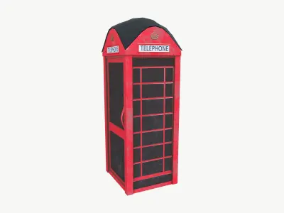 Red British Telephone Booth Low-poly 3D model