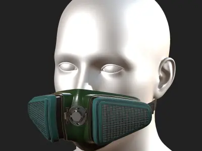 Gas mask protection futuristic technology fantasy  Low-poly 3D model