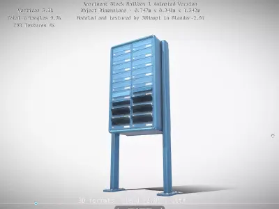 Apartment Block Mailbox 1 Animated Version Low-poly 3D model