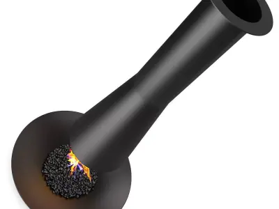 Round Floor Fireplace 3D model