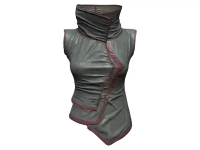 Dystopian Futuristic Sci-fi Sleeveless Top With High Neck Low-poly 3D model