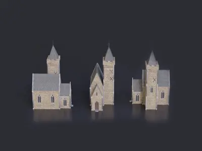 Church Low-poly 3D model 9