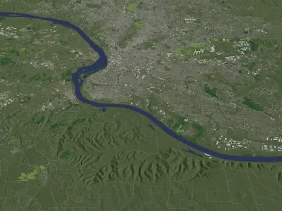Louisville Kentucky USA in 40 km x 40 km - city and urban 3D model