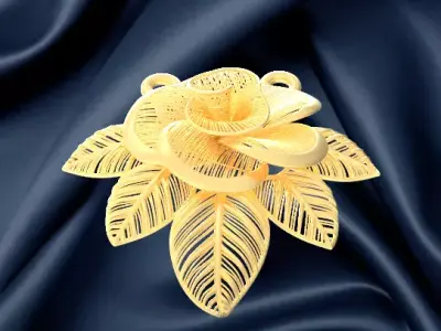 pendant gold leaf brooch 3D print model