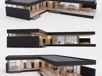 Villa house 2 Low-poly 3D model