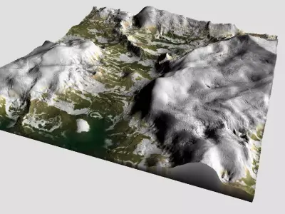 Detailed Snow Mountain Model Low-poly 3D model