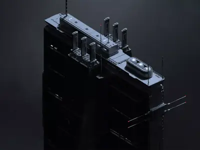 Brutalist Scifi Future Building 10  3D model