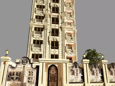 Full 3D model of the exterior of a luxury residential apartment 3D model