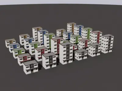 Cartoon Building Low Poly Building B 30 Variant Low-poly 3D model
