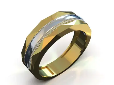 Mens Gold Ring Model Two-Tone Marriage mr0289 3D print model