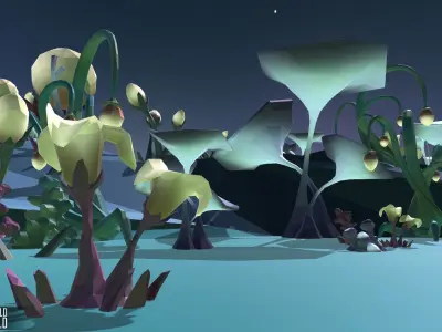 LOW POLY WORLD - ALIEN WORLD Low-poly 3D model