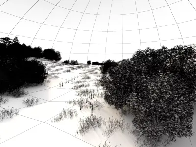 Autumn dusk path Low-poly 3D model