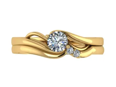 Ring155 engagement ring set gold 3D print model
