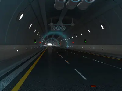 Highway Tunnel Adjustable and Rigged 3D model