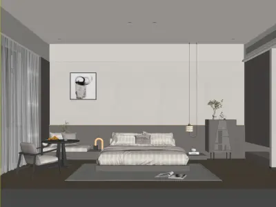 Simple apartment room scene 3D model