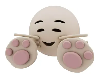 Cat Smiling Face With Cat Paw Emoji v1 002 Low-poly 3D model