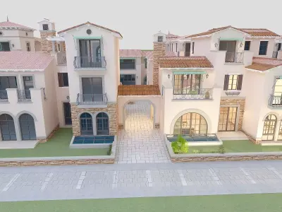 European Villa at Night 3D model