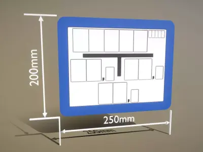 Hinweisschild Hydrant blau 200x250mm Low-poly 3D model