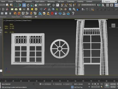 Windows window with glass Low-poly 3D model
