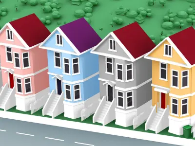 City cartoon style 3D model