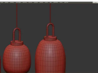 LIEBE four glass and brass pendant lights Low-poly 3D model