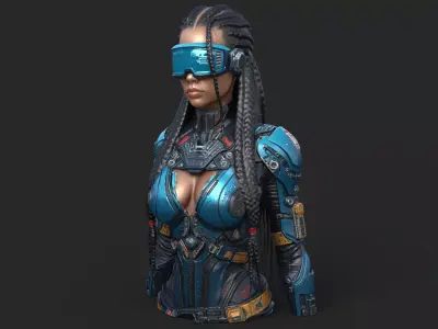 Cybernetic Ebony Girl Visor High Detail 3D model