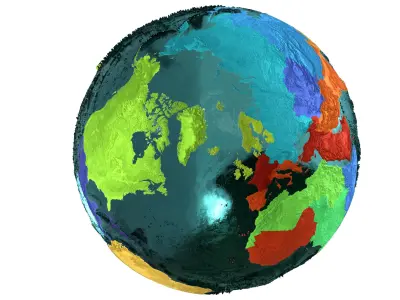 Earth Water 3D Globe Regions  Low-poly 3D model