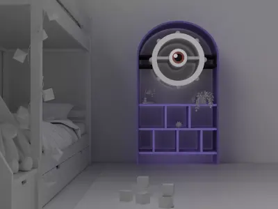 Minion violet book shelf 3D model Low-poly 3D model