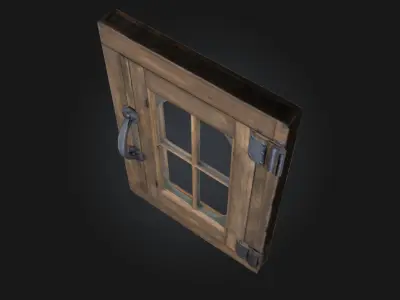 Rustic Window Frame Weathered Wooden 3D model