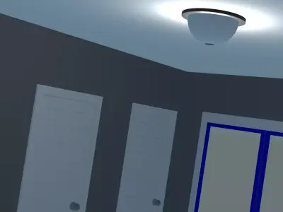 house room with two doors and ceiling light 3D model
